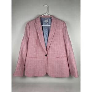 J. Crew One Button Pink Plaid Blazer Size 16